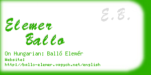 elemer ballo business card
