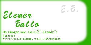 elemer ballo business card